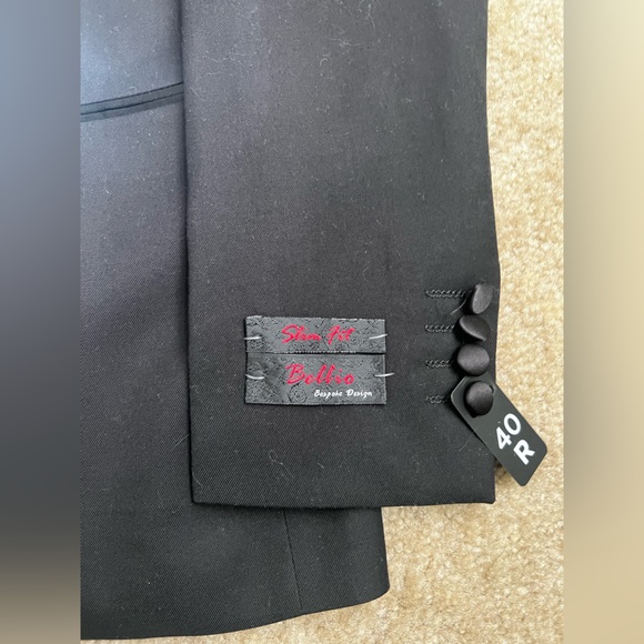 NWT Adam Baker Black Tuxedo 40R 2 Button Formal Jacket Slim Fit - Picture 2 of 9